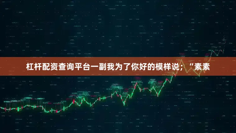 杠杆配资查询平台一副我为了你好的模样说；“素素