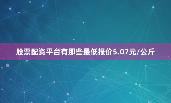 股票配资平台有那些最低报价5.07元/公斤
